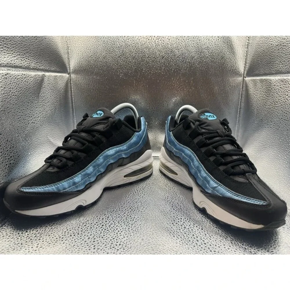RARE 🚀 Size 6Y - Nike Air Max 95‎ GS Black Light Current Blue Women’s Sneakers
